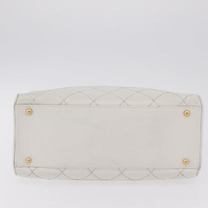 Chanel Vintage CC Zip Around Bowler Quilted Caviar, White, Leather, Handbag