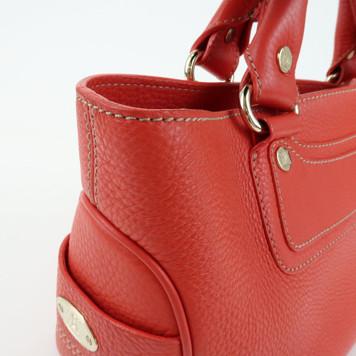 Celine Boogie Calfskin, Red, Leather, Handbag