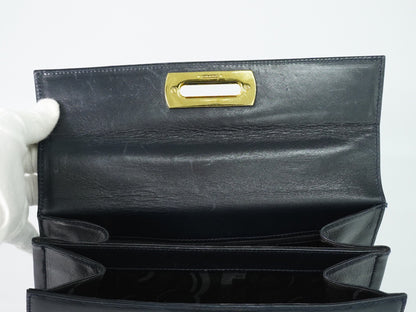 Salvatore Ferragamo Convertible Top Handle Leather, Navy, Leather, Handbag