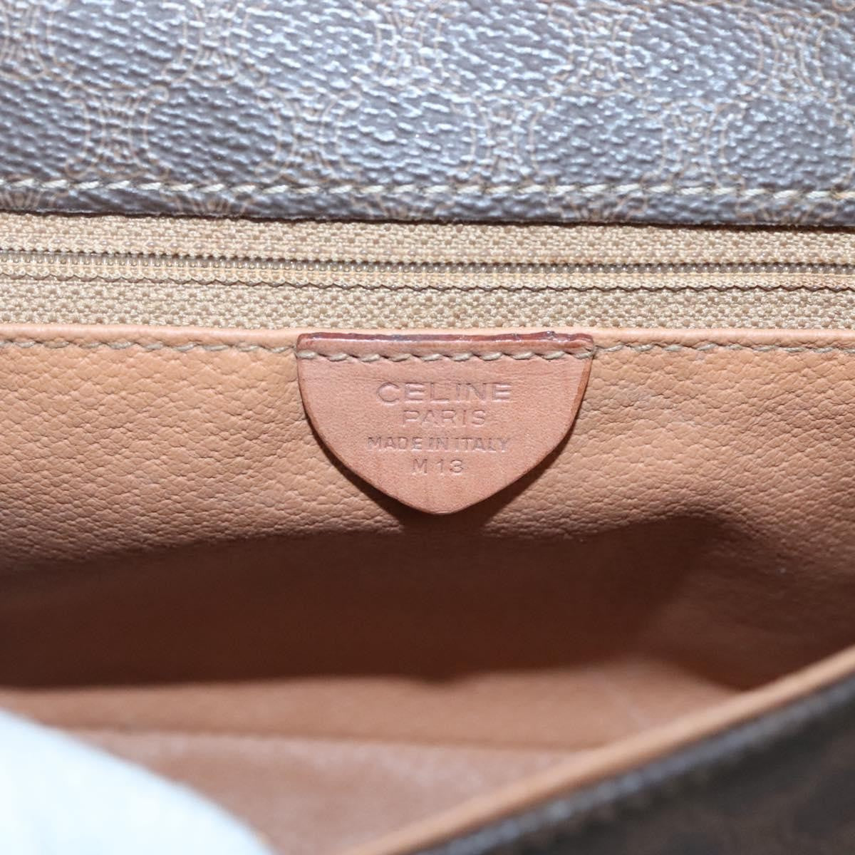 Celine Vintage Macadam Circle Logo Canvas and Leather, Brown, Canvas, Shoulder Bag