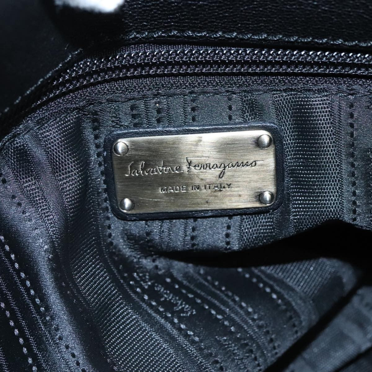 Salvatore Ferragamo Vintage Gancini Top Handle Leather, Black, Leather, Handbag