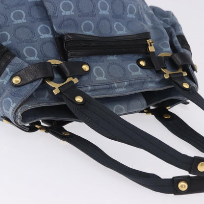 Salvatore Ferragamo Gancini Canvas, Navy, Canvas, Crossbody Bag