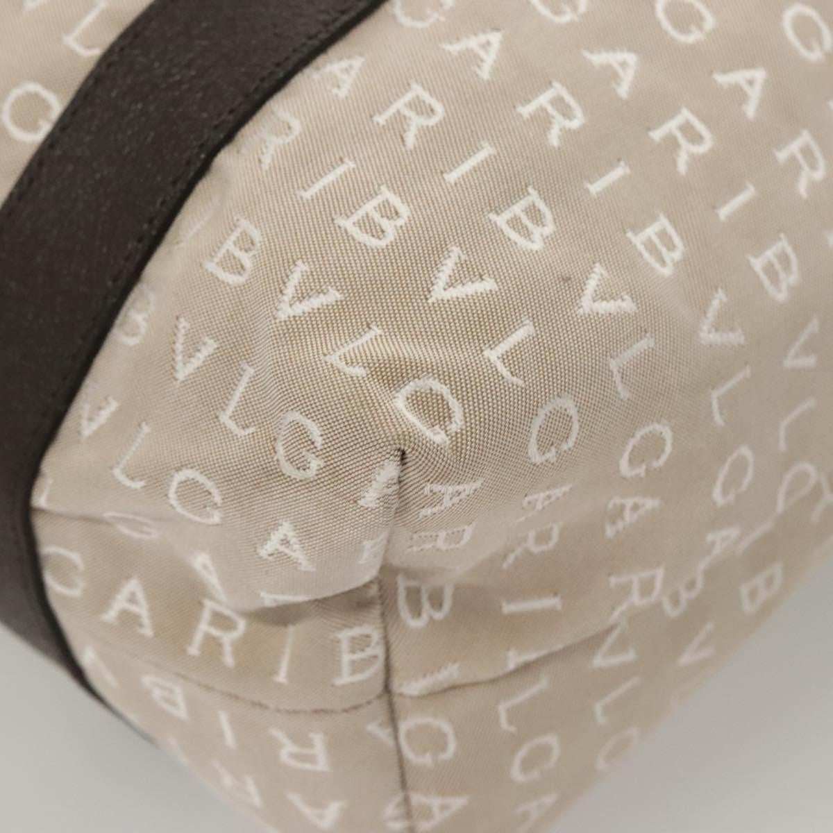 Bvlgari Logomania Canvas, Beige, Canvas, Shoulder Bag