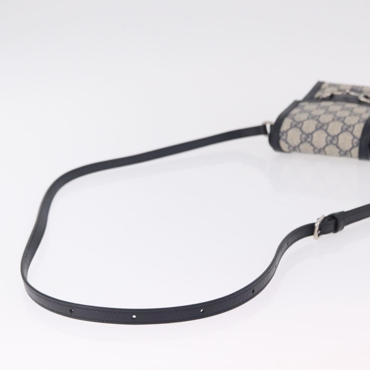 Gucci Horsebit 1955 GG Coated Canvas with Leather, Navy, Canvas, Crossbody Bag