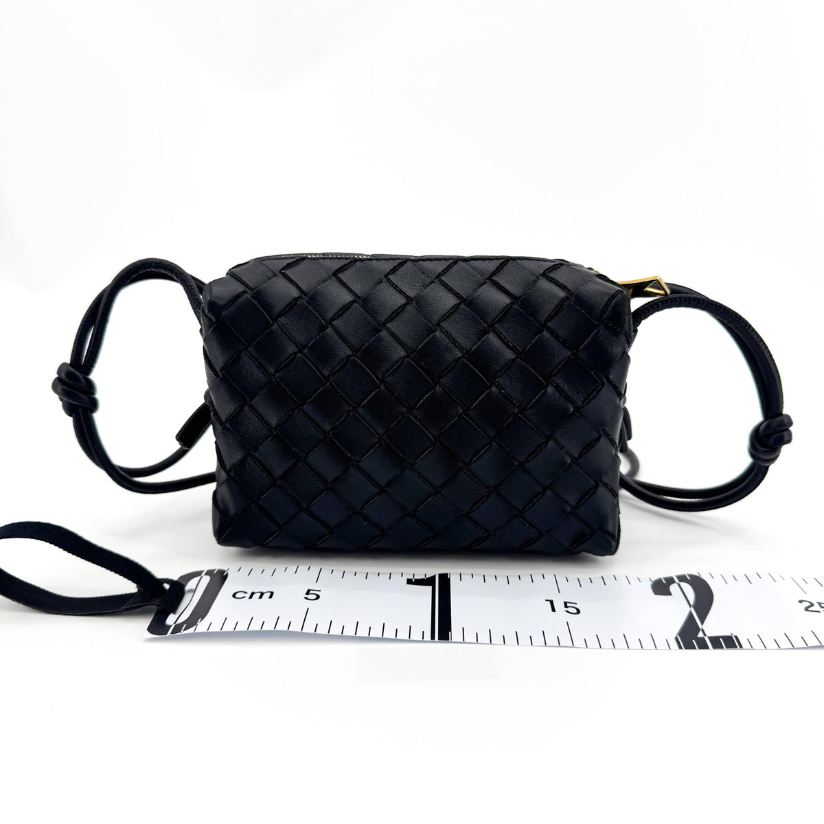 Bottega Veneta Loop Intrecciato Nappa, Black, Leather, Crossbody Bag