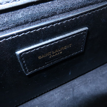 Saint Laurent Classic Monogram Tassel Leather, Black, Leather, Crossbody Bag
