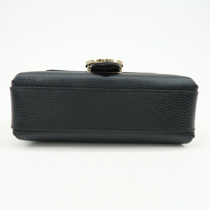 Gucci Interlocking Leather, Black, Leather, Shoulder Bag