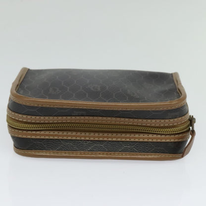 Christian Dior Vintage Honeycomb Zip Canvas and Leather, Black, Canvas, Clutch