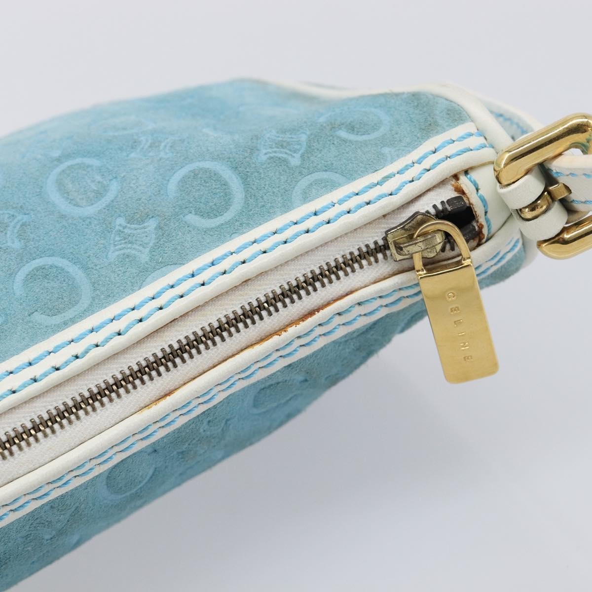Celine C Macadam Suede, Turquoise, Suede, Handbag