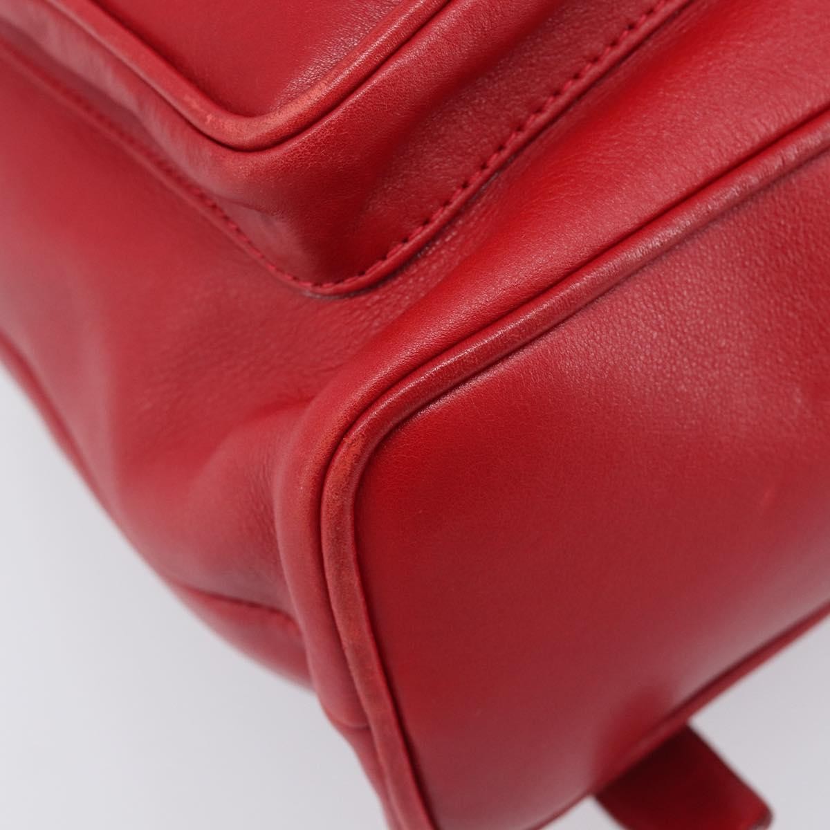 Gucci Vintage Bamboo Leather, Red, Leather, Backpack
