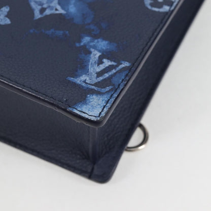 Louis Vuitton Sac Plat Zipped Limited Edition Monogram Ink Watercolor Leather, Blue, Canvas, Handbag