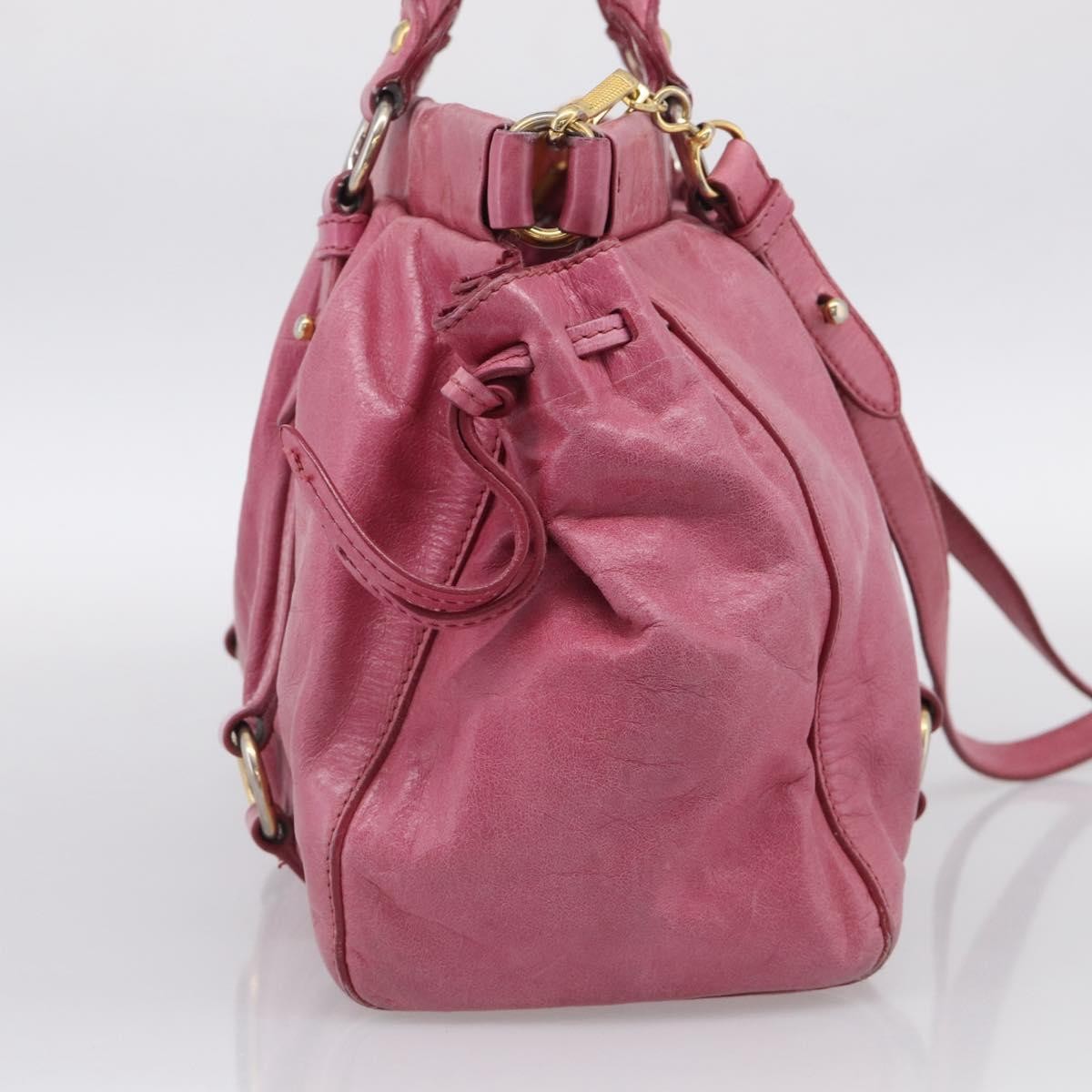 Miu Miu Vitello Lux Leather, Pink, Leather, Handbag
