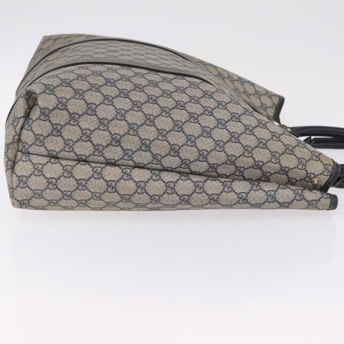 Gucci Open Tote GG Canvas and Leather, Navy, Canvas, Handbag