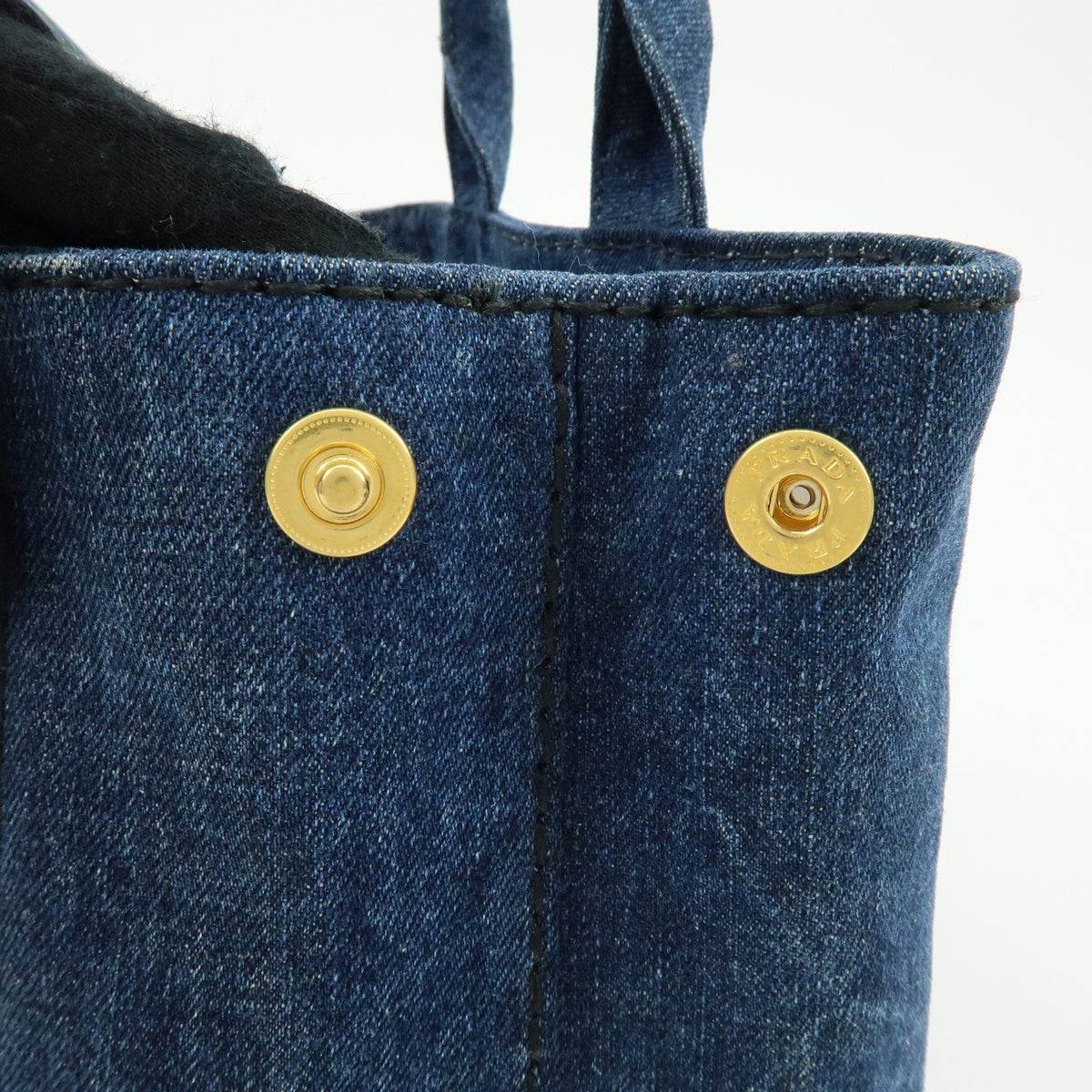 Prada Canapa Convertible Denim, Blue, Denim, Tote Bag