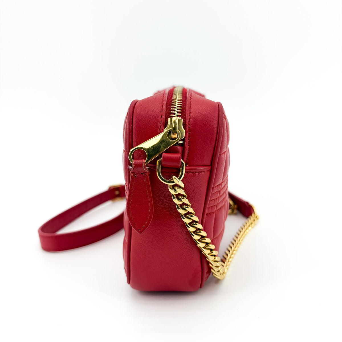 Burberry TB Camera Quilted Leather, Gold, Leather, Shoulder Bag
