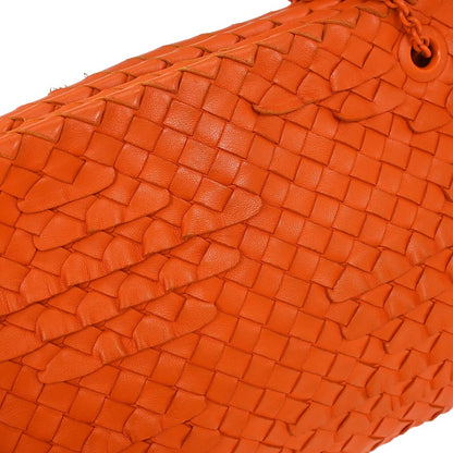 Bottega Veneta Intrecciato Shoulder Leather, Orange, Leather, Shoulder Bag