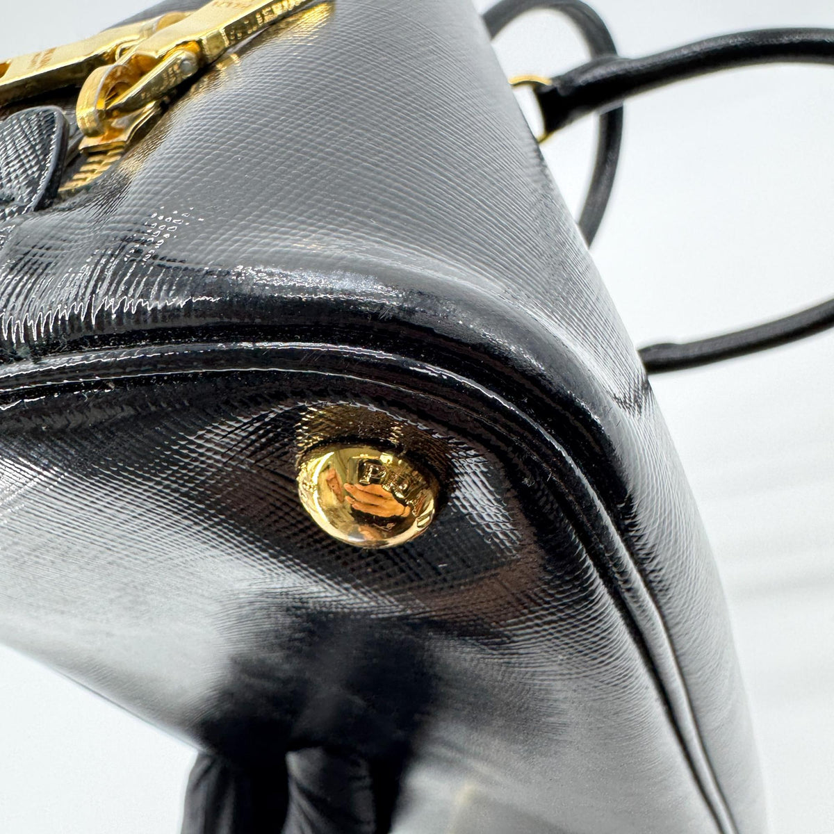 Prada Promenade Vernice Saffiano Leather, Black, Leather, Handbag