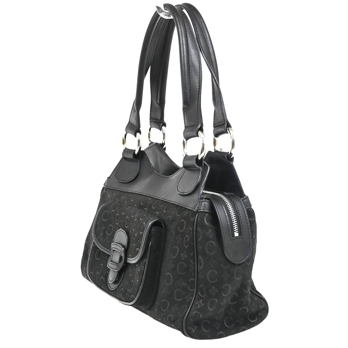 Celine C Macadam Suede, Black, Suede, Handbag
