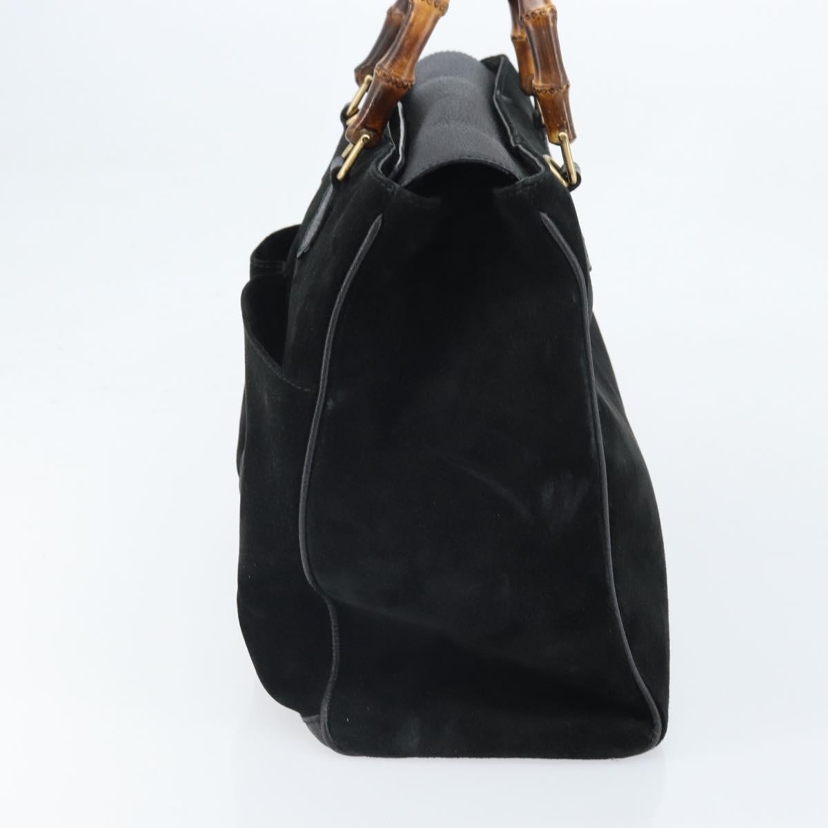 Gucci Bamboo Suede, Black, Suede, Tote Bag