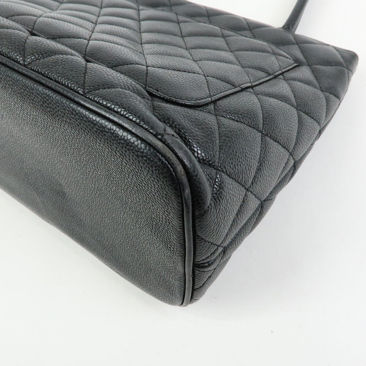 Chanel Medallion Quilted Caviar, Black, Leather, Tote Bag