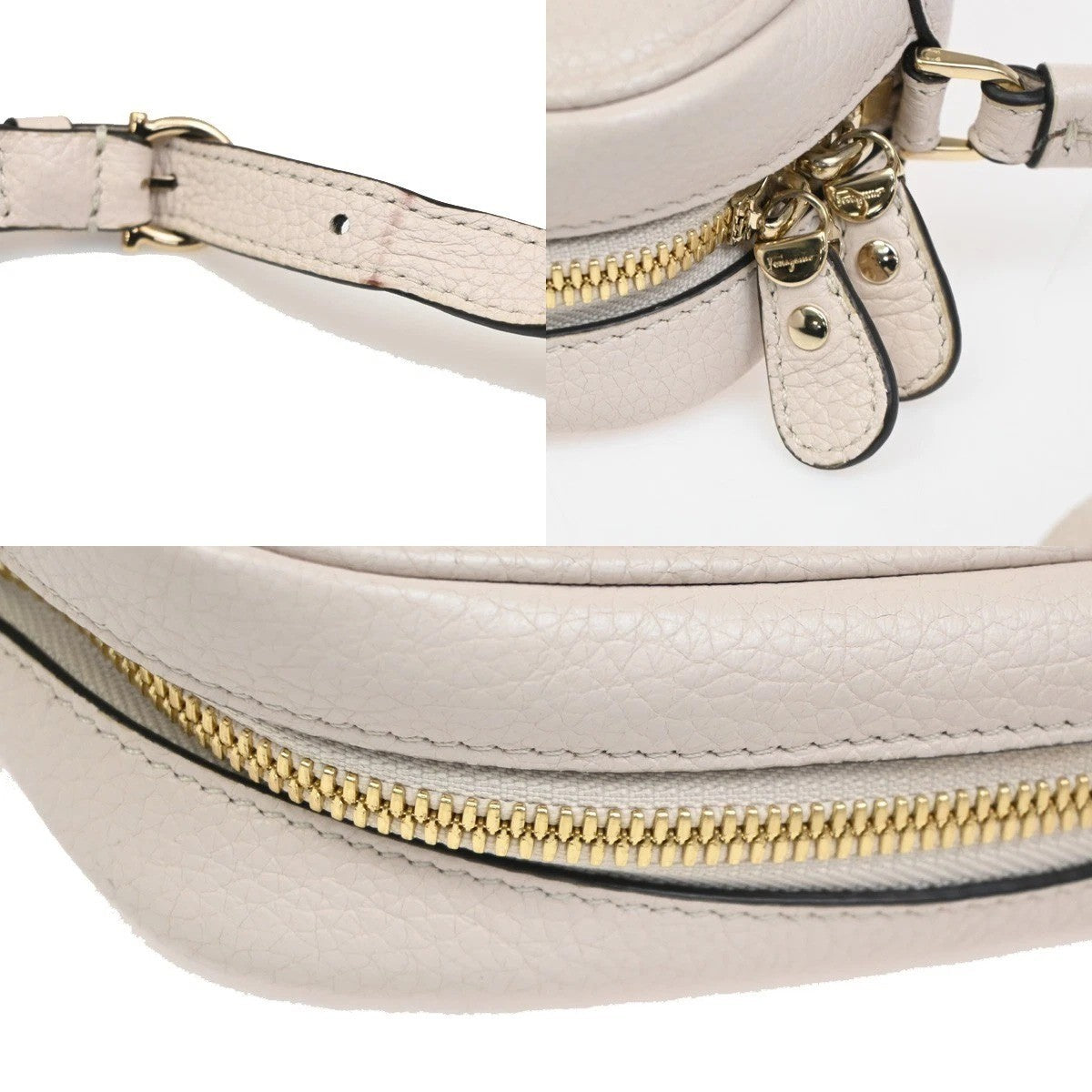 Salvatore Ferragamo City Camera Leather, White, Leather, Handbag