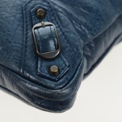 Balenciaga Flat Crossbody Classic Studs Leather, Navy, Leather, Crossbody Bag