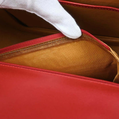 Gucci Vintage Convertible Bamboo Top Handle Leather, Red, Leather, Handbag