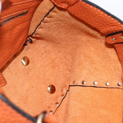 Valentino Garavani Rockstud Pebbled Leather, Orange, Leather, Tote Bag