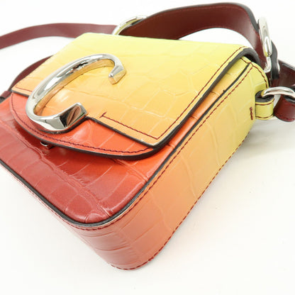 Chloe C Flap Crocodile Embossed Leather, Multicolour, Leather, Handbag
