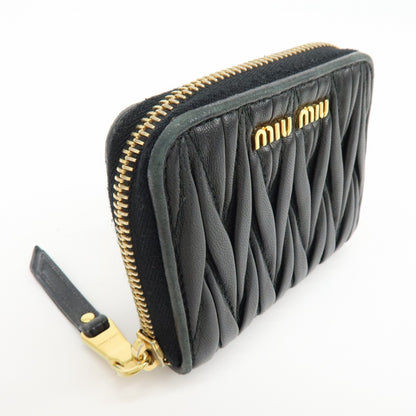 Miu Miu Zip Around Matelasse Leather, Black, Leather, Wallet