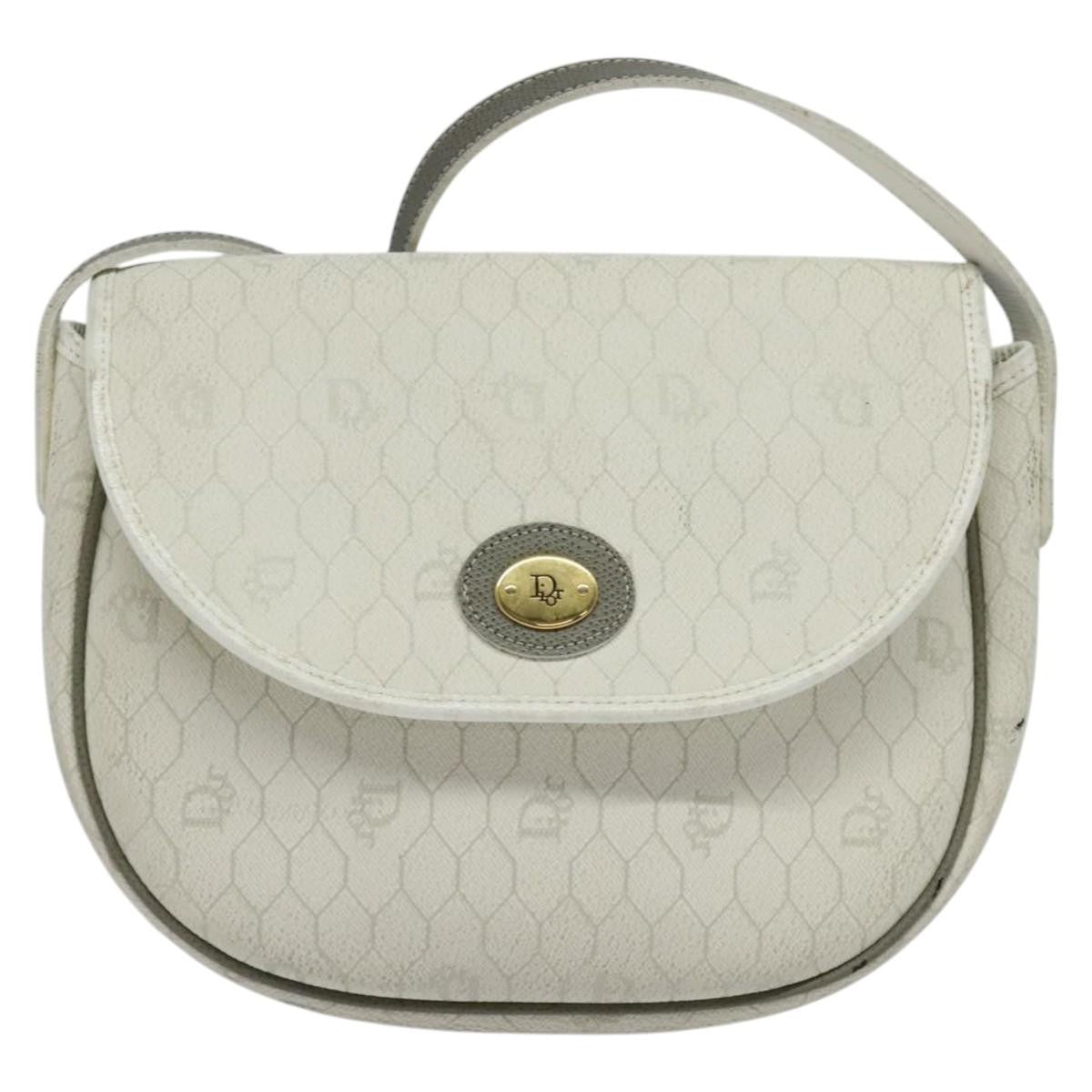 Christian Dior Vintage Honeycomb Flap Coated Canvas, White, Canvas, Wallet