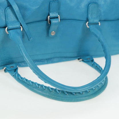 Balenciaga Squash Duffle Leather, Blue, Leather, Handbag