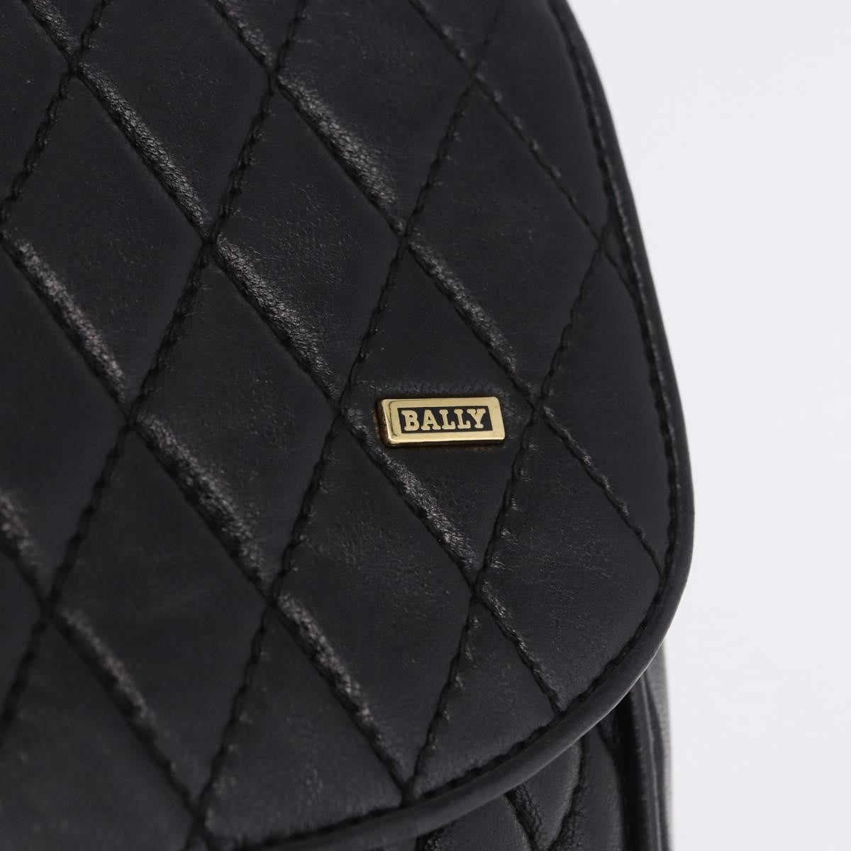 Bally Vintage Chain Quilted Leather, Black, Leather, Shoulder Bag