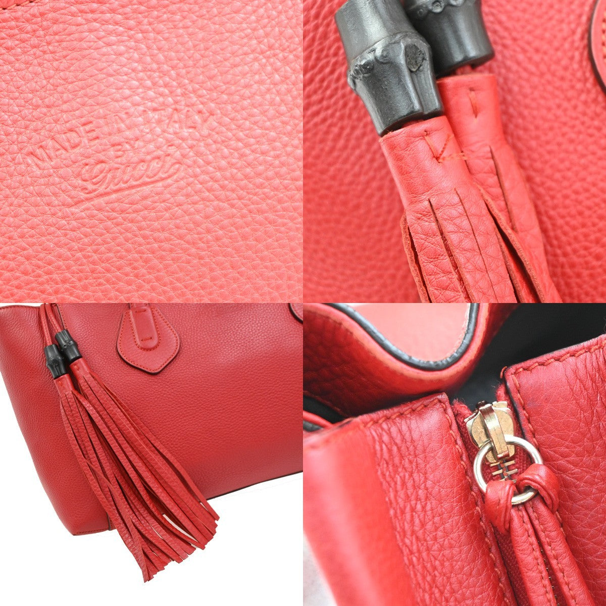 Gucci Lady Tassel Top Handle Leather, Red, Leather, Tote Bag