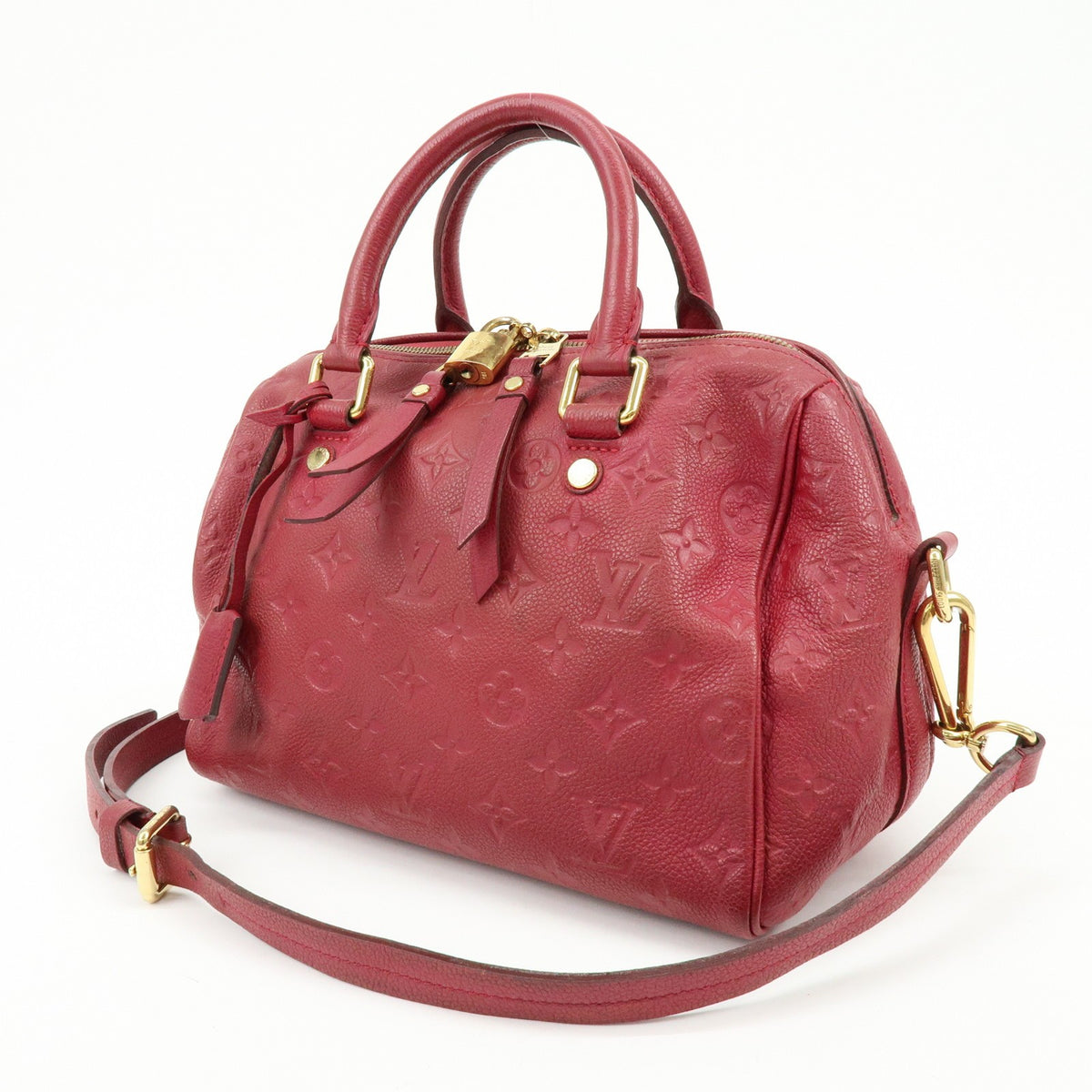 Louis Vuitton Speedy Bandouliere Monogram Empreinte Leather, Red, Leather, Handbag