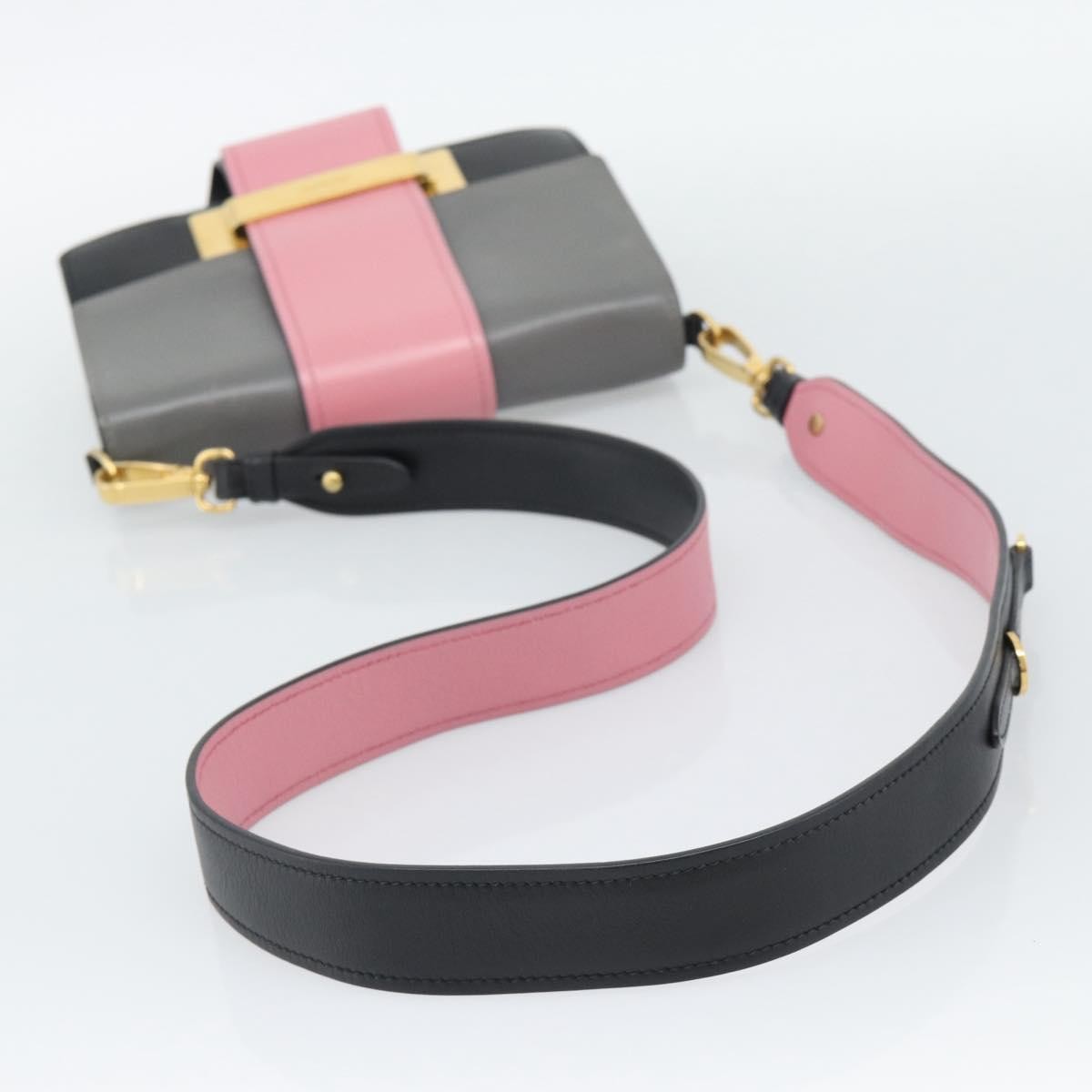 Prada Metal Ribbon City Calfskin, Multicolour, Leather, Shoulder Bag