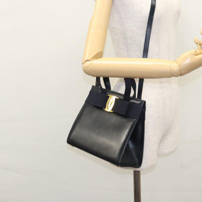 Salvatore Ferragamo Convertible Vara Bow Tote Leather, Navy, Leather, Handbag