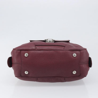 Prada Front Pocket Pushlock Convertible Boston Vitello Daino, Burgundy, Leather, Handbag