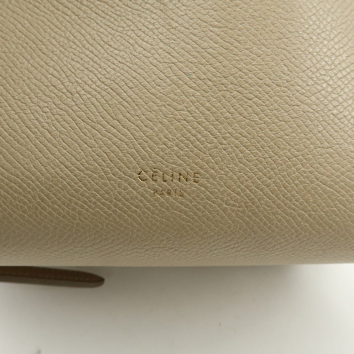 Celine Belt Textured Leather, Beige, Leather, Handbag