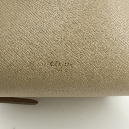 Celine Belt Textured Leather, Beige, Leather, Handbag