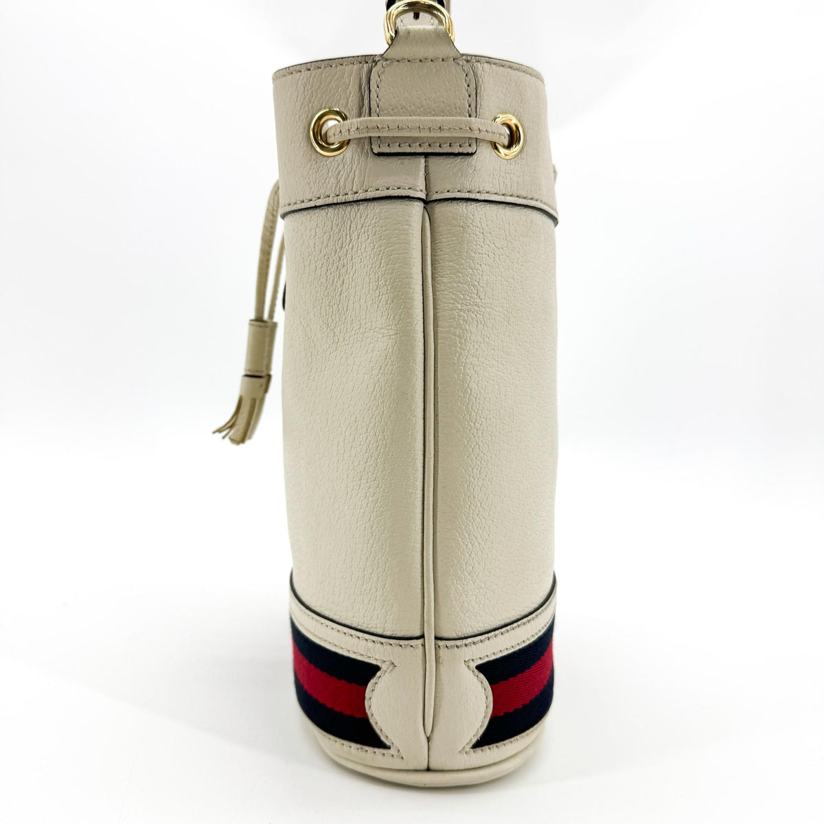 Gucci Ophidia Bucket Leather, White, Leather, Handbag