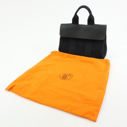 Hermes Valparaiso Toile and Leather, Black, Canvas, Handbag