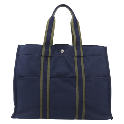 Hermes Fourre Tout Toile, Navy, Canvas, Tote Bag