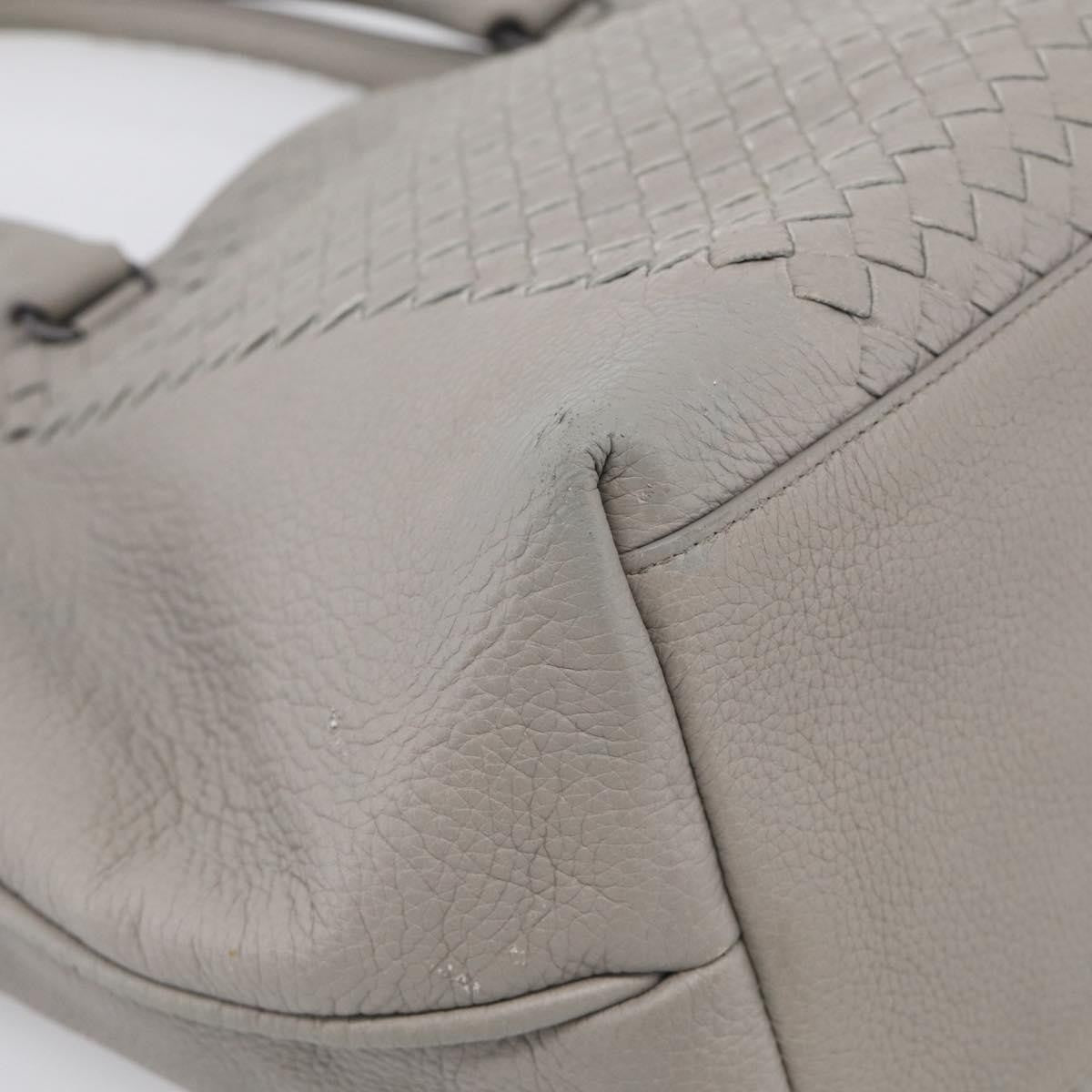 Bottega Veneta Side Snap Leather and Intrecciato Nappa, Gray, Leather, Tote Bag