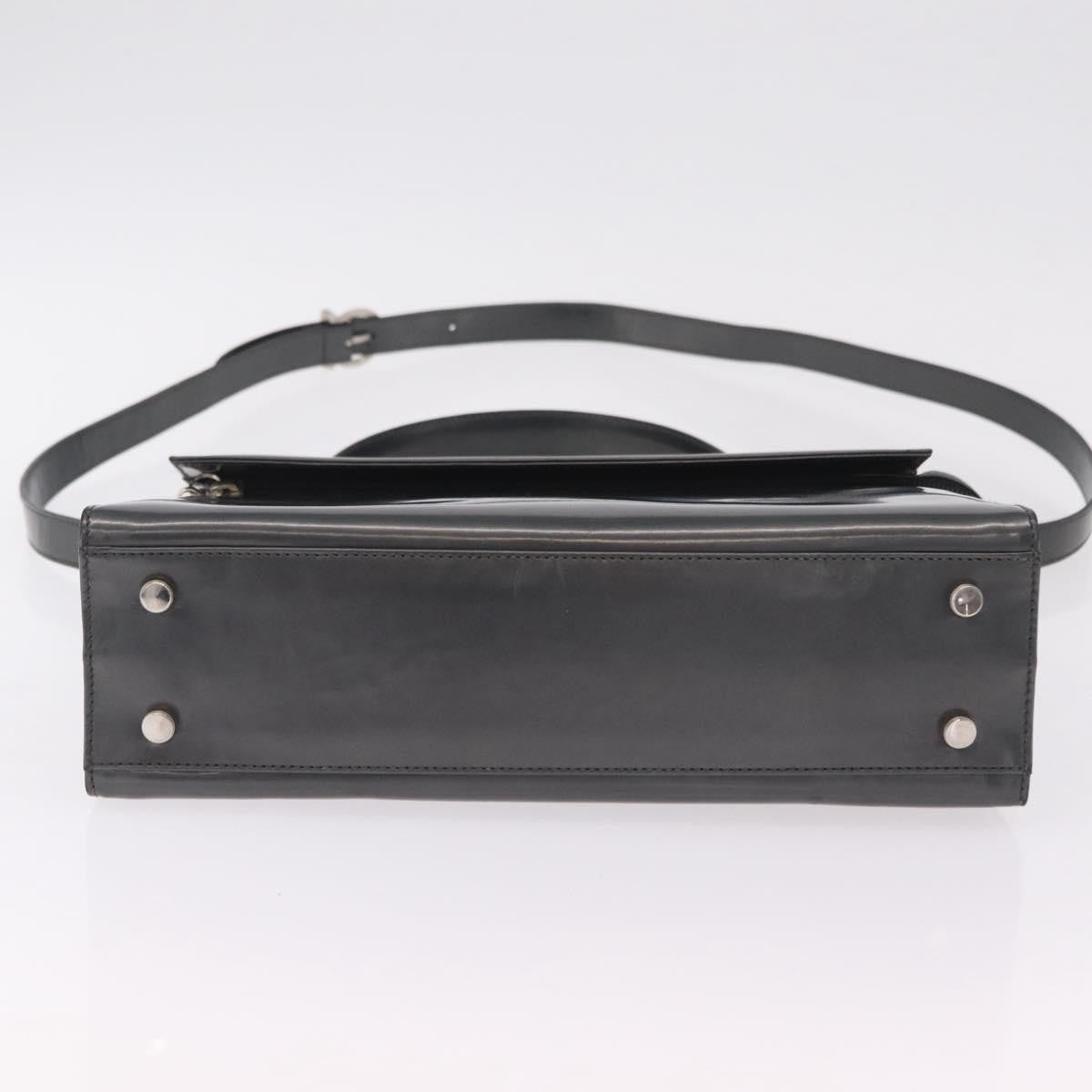 Salvatore Ferragamo Gancini Leather, Gray, Patent Leather, Handbag