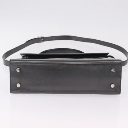 Salvatore Ferragamo Gancini Leather, Gray, Patent Leather, Handbag