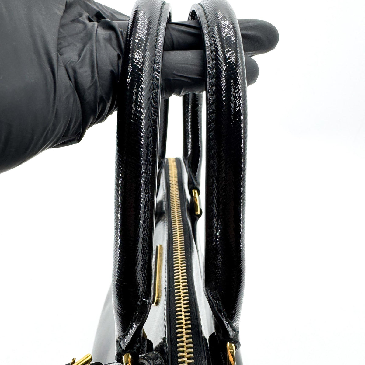 Prada Promenade Vernice Saffiano Leather, Black, Leather, Handbag