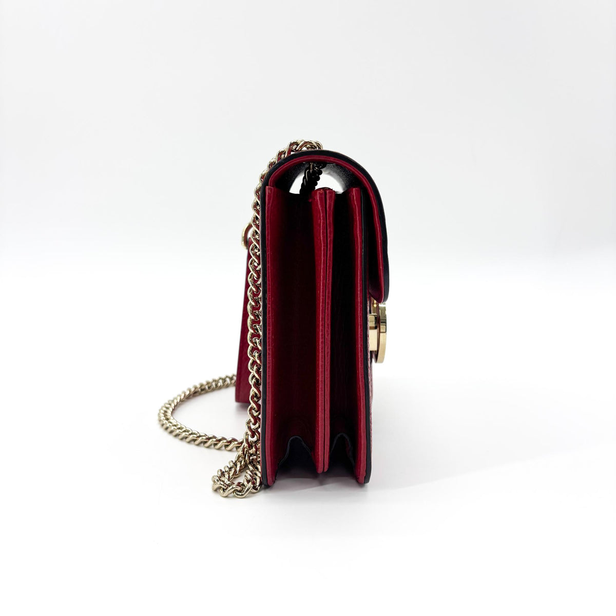 Gucci Interlocking Leather, Red, Leather, Shoulder Bag
