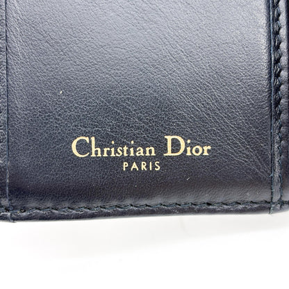 Christian Dior Saddle Flap Oblique Canvas, Navy, Canvas, Wallet