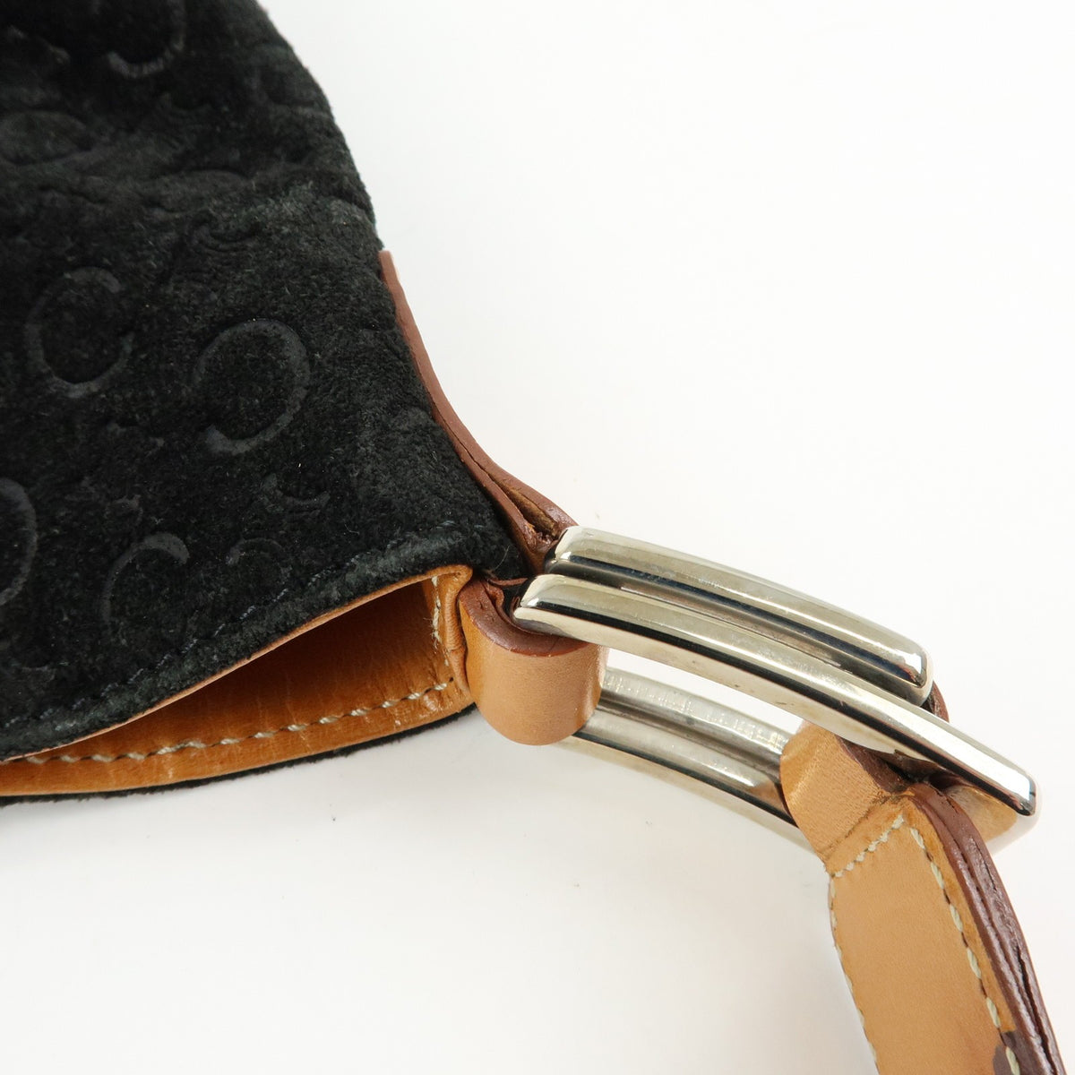 Celine C Macadam Shoulder Suede, Black, Suede, Handbag